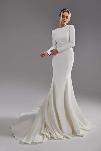 bontesel White Long Sleeve Modest Wedding Dress Bridal Gown Engagement Dress