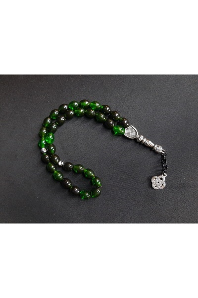 MRYart Green Black Powder Amber Prayer Beads and Bracelet Set