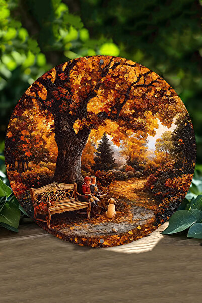 kutuTR Sonbahar Manzaralı UV Baskı 3D GÜRÜNÜMLÜ MDF Duvar Süsü – 33x33 cm & 2...