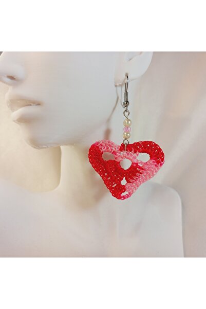 Crystal Atelier Handmade Knitted Heart Earrings – Colorful Hand Knitted Women's Earrings – Stylish Aesthetic Design Gift Jewelry