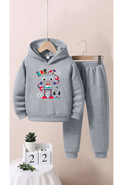 ALİKA Children's Boys/Girls Robot Printed Top and Bottom Tracksuit Set