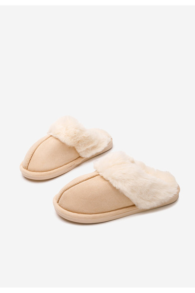 B T Shoes Papuci de casa pufosi Arielle bej