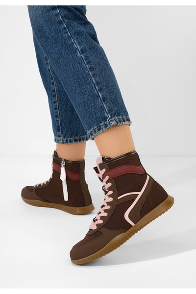 B T Shoes Hnedé vysoké tenisky dámske Daine