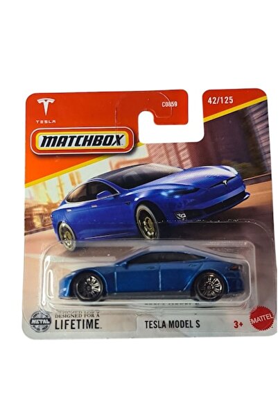 Matchbox Masinuta metalica Matchbox, Tesla Model S, nr 42/125, Editie 2025, albastru, JBR42, 1:64, 7cm