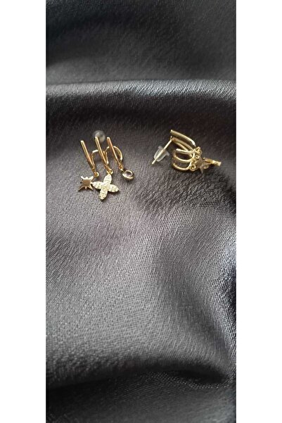 KZY STAİNLESS STELL Yıldız Detaylı Çoklu Görünümlü Pirinç Küpe