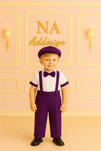 NA ADDESIGN Boy's Stylish Suit, – Includes Double Crepe Blouse, Bow Tie, and Hat in 8 Color Options