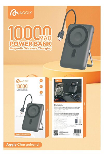 TECHNOMEN 10000 mAh Powerbank Manyetik Kablosuz Şarj Kickstand Destekli Taşın...