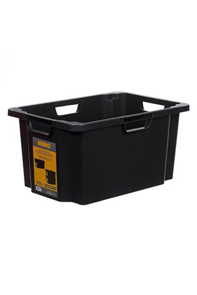 SHOPIENS Plastic Storage Box Shopiens®, High Durability, with Handles, Black, 50 L