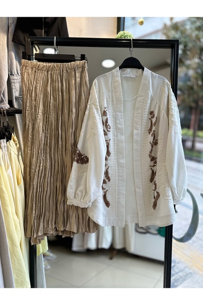 AYSEGUL SOZKESEN Bej Renk İşleme Detaylı Kaftan