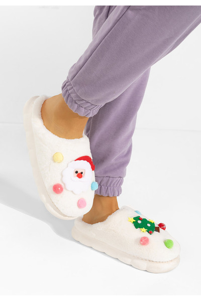 B T Shoes Bílé dámské domácí pantofle Denita