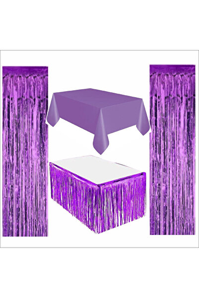 ZENVİVA Față de masă violetă, fustă de masă violetă, 2 fundaluri violet