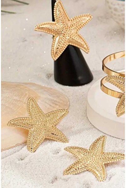beyna aksesuar Gold Plated Star Earrings Ring Set Gift Set Gift for Lover Gift for Mother