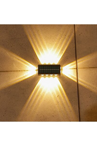 Flippy Lampă solară de perete, 8+4 LED-uri, lumină caldă, ABS+PC, 19 x 9,5 cm, IP65, neagră