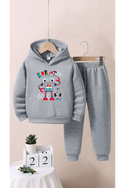 ALİKA Children's Boys/Girls Robot Printed Top and Bottom Tracksuit Set