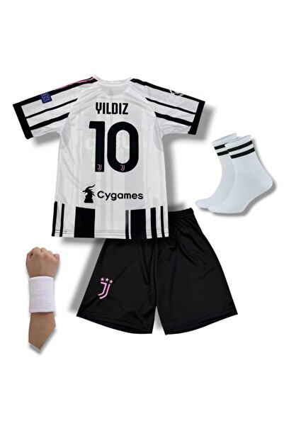 Flextreme Juventus Kenan Yildiz 2025/26 New Season Home Kids Soccer Jersey Set of 4