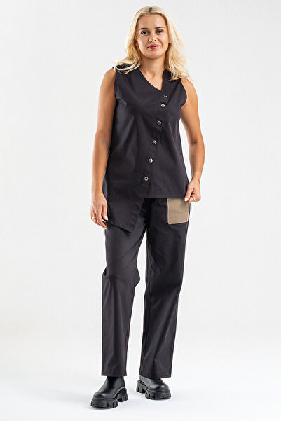 Bold & Young Women's Asymmetrical Cut Snap Fastener Lycra Cotton Vest