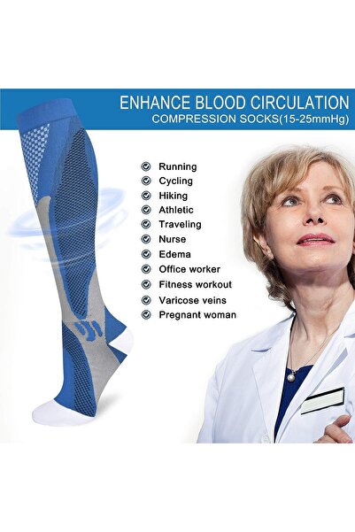 NeoSimply Compression Socks Neosimply® Copper, better blood flow, gradual compression, 35-37, Blue, S/M