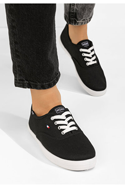 B T Shoes Černé dámské plátěné tenisky Mikki