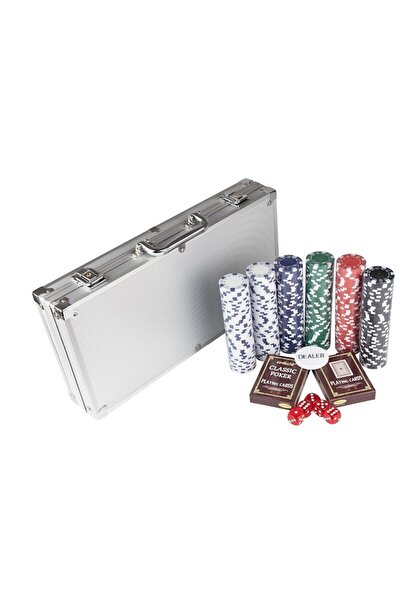 AB HOMES Set poker 300 tokens, 2 decks of cards, 3 poker buttons, 5 dice, aluminum case,