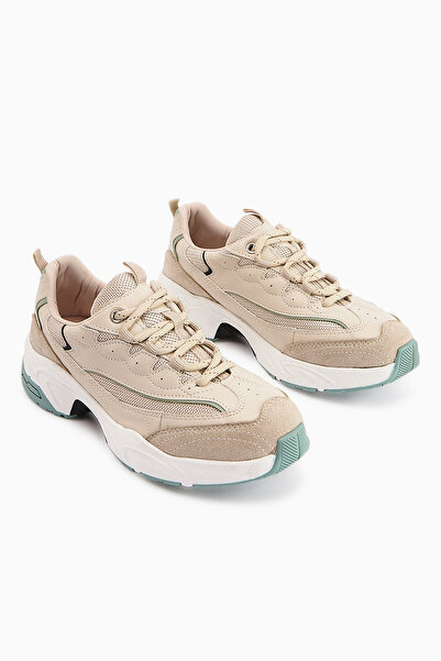 Limoya Rozhin Beige Thick Sole Women's Sports Shoes