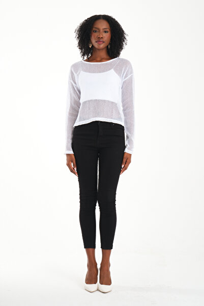 BY PAPI Long Sleeve Square Mesh Blouse