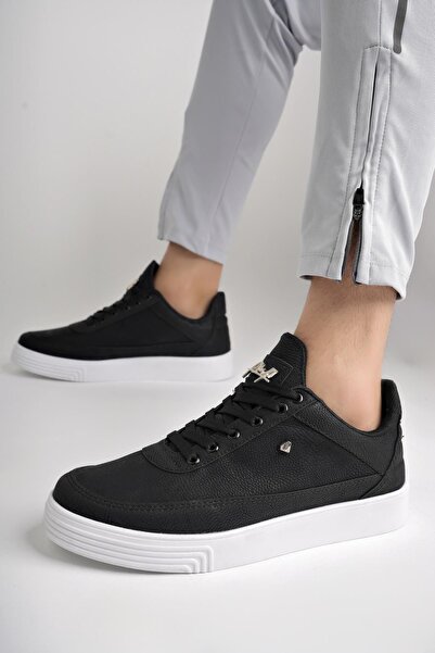 Ludiva Erkek Yürüyüş Ortopedik Rahat Günlük Sneaker Siyah-Beyaz