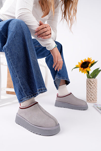 meyra'nın ayakkabıları Γυναικεία Μίνι Μποτάκια Γκρι Γούνινα