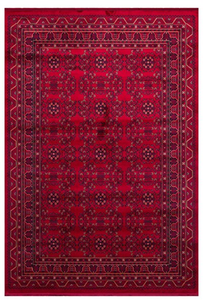 Eko Halı HERAT HER 04 RED Afgan Desenli Viskon Sıkı Dokuma Kaymaz Tabanlı İnc...