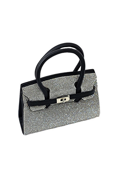 velve Geanta de ocazie, HeRRa, cu strasuri si catarama metalica, Negru/Argintiu
