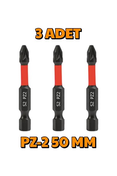 DepoMega 3 Adet PZ-2 50 mm Mıknatıslı S2 Çelik Bits Uç Matkap Ucu