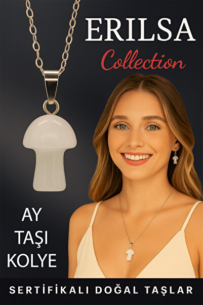 Erilsa قلادة حجر القمر على شكل فطر معتمدة - مجوهرات من الحجر الطبيعي التي تمن...