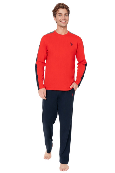 U.S. Polo Assn. Men's Red Long Sleeve Sports Home Wear Tracksuit Set