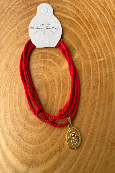 Shepidi Red Twisted Ipgold Fatma Ana Hand Necklace