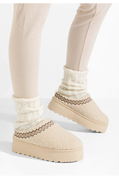 B T Shoes Παντόφλες με πλατφόρμα Aronna μπεζ