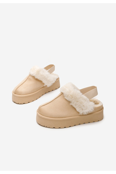 B T Shoes Béžové pantofle na platformě Edden