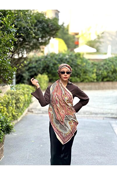 Noorella Scarf Arvena - Retro Desen Şal - Bej