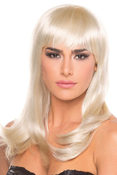 Go İthalat Platinum Golden Dore Color Long Straight Party Wig (5273)