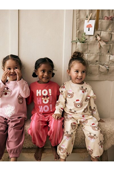 Next Baby Cotton Red Christmas Themed 3-Piece Pajama Set
