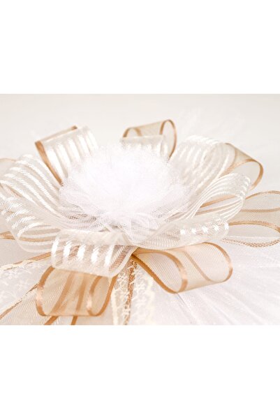 Handmade Krem Beyaz Tüllü Kurdeleli El Yapımı Bohça Süsü / Rozet / Kapı Süsü ...