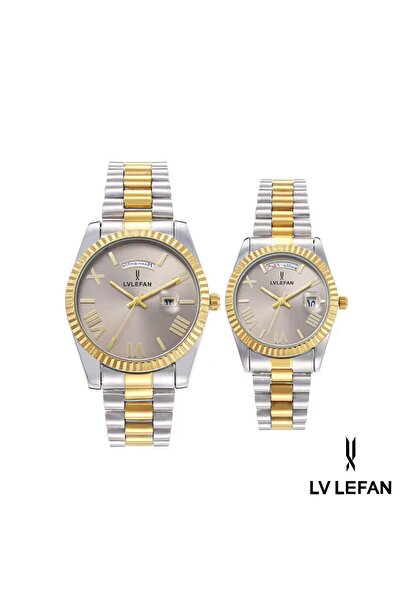 LV LEFAN طقم ساعات رجالي ونسائي من