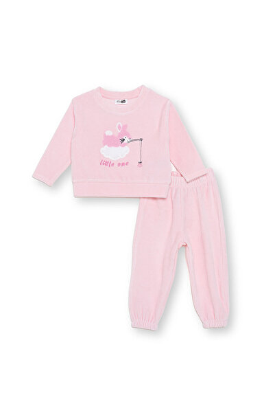 ebebek Hello Baby HelloBaby Kız Bebek Kadife Pijama Takımı Bisiklet Yaka Uzun...