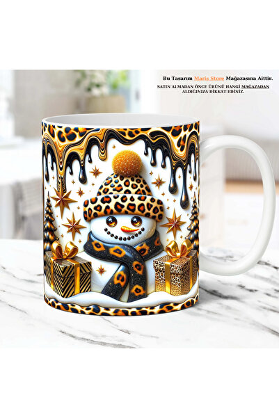 MARİS STORE Leopard Printed 3D Effect Santa Claus Christmas Gift Mug