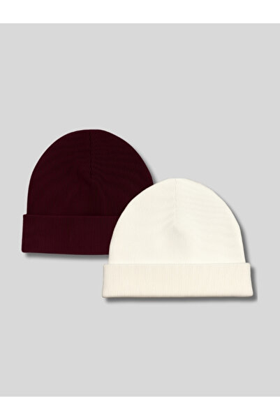 BELTICHA Unisex Burgundy Cream 2-Piece Basic Folded Beret