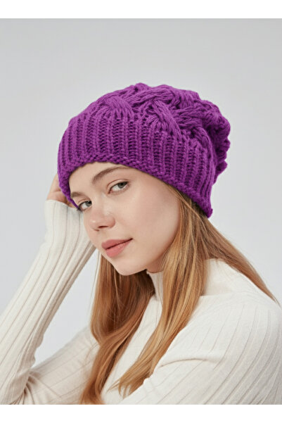 derikem Şık Kadın Saç Örgü Astarlı Triko Bere