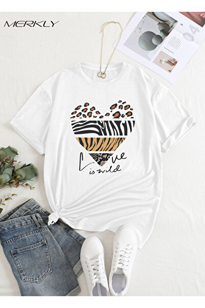 barsdepo Tricou Heart cu imprimeu , supradimensionat Tricou alb unisex pentru...