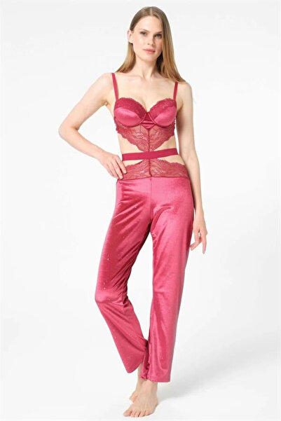 Anıl Velvet Glittery Underwire Supported Padded Lace Jumpsuit