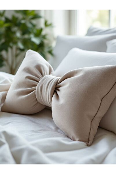 JACA وسادة زينة كبيرة الحجم من الكتان مع فيونكة (40×60 سم)