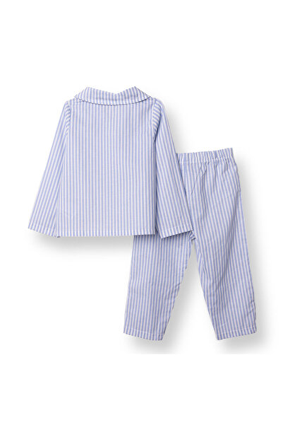 ebebek Hello Baby HelloBaby Erkek Bebek Uzun Kol Pijama Takımı Düğmeli Pamuklu Bebe Yaka Reçme Paça