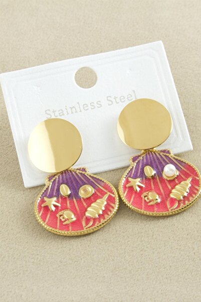 feryal أقراط فاخرة من الفولاذ المطلي بالمينا البيضاوية من AhEs Shopping