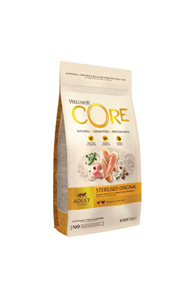 CORE ويلنس كور اور يجنال طعام جاف للقطط المعقمه بالدجاج والديك الرومي 1.75 كغ